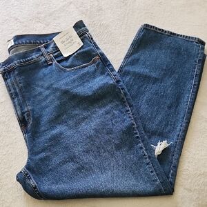 Abercrombie & Fitch Ankle Straight Ultra High Rise Dark Blue Jeans: Size 22L‎